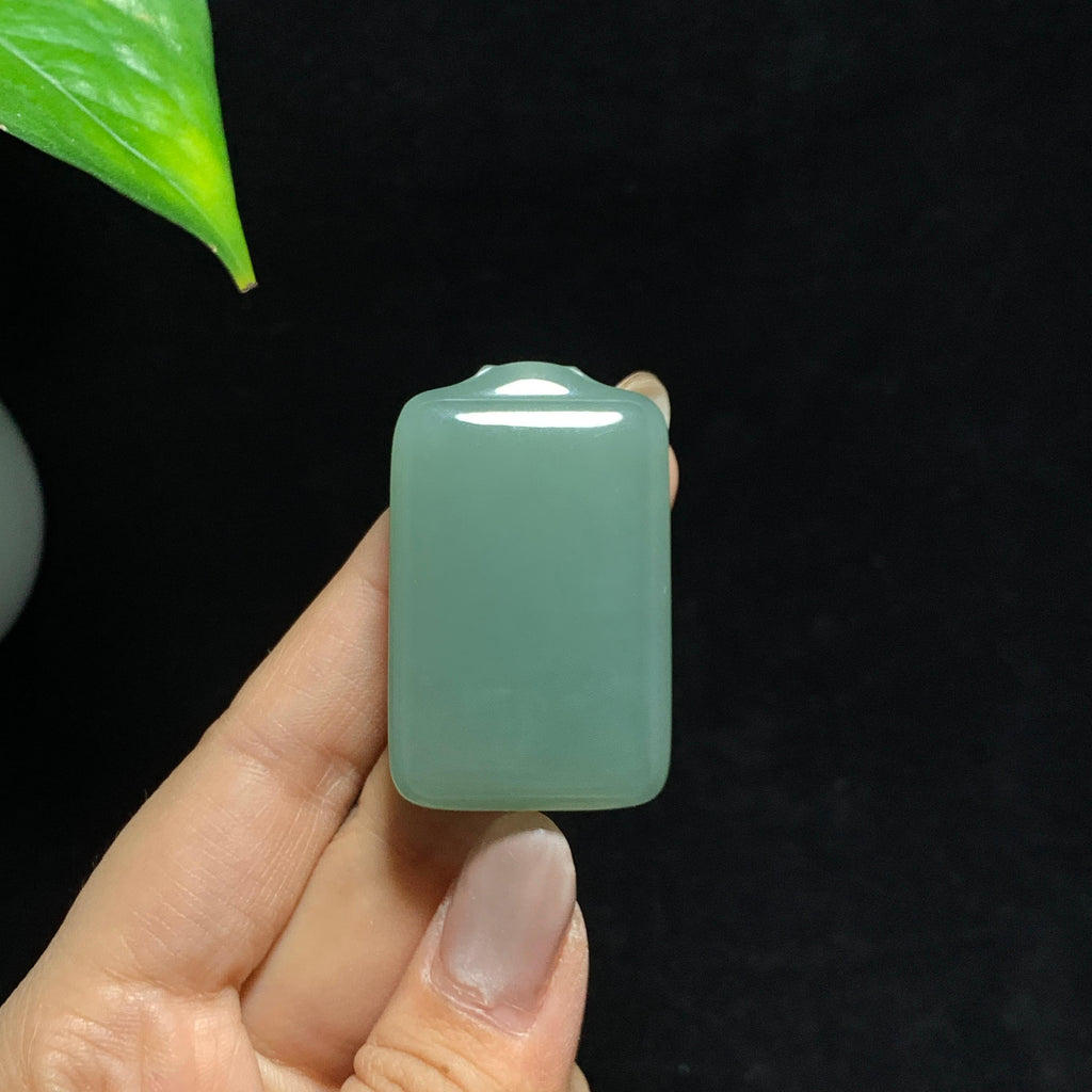 和田玉冰底湖水绿无事牌（40.0g）