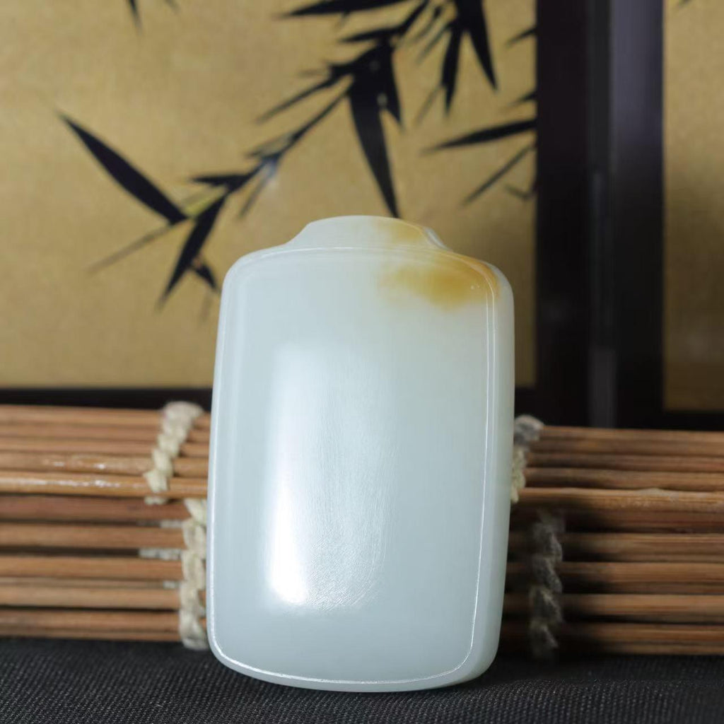 和田玉糖白料平安无事牌（79g）