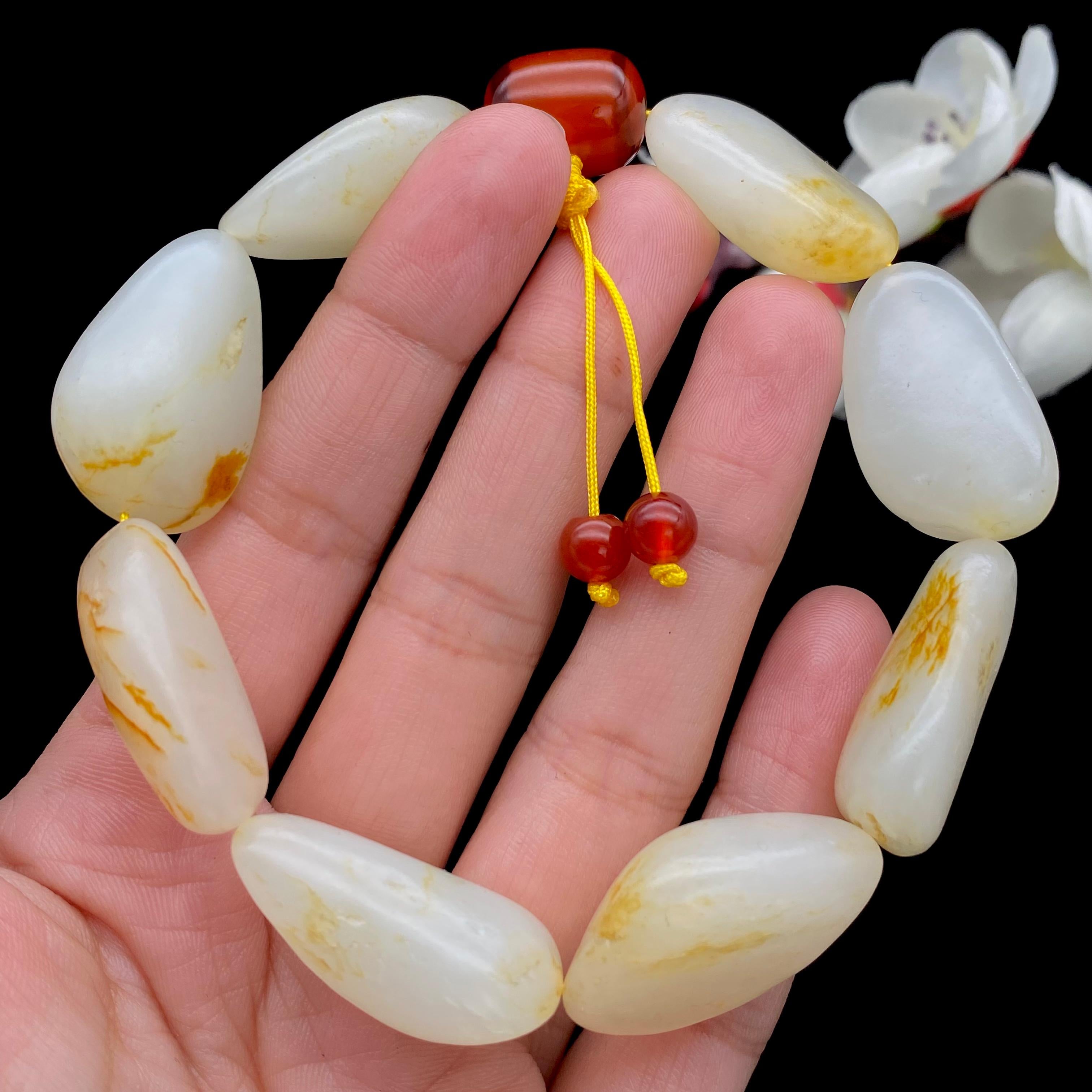 和田玉洒金皮籽料【精品手串】（57.3g）