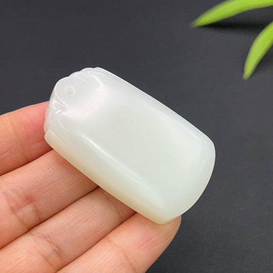 和田玉羊脂白玉平安无事牌玉牌（39.0g）
