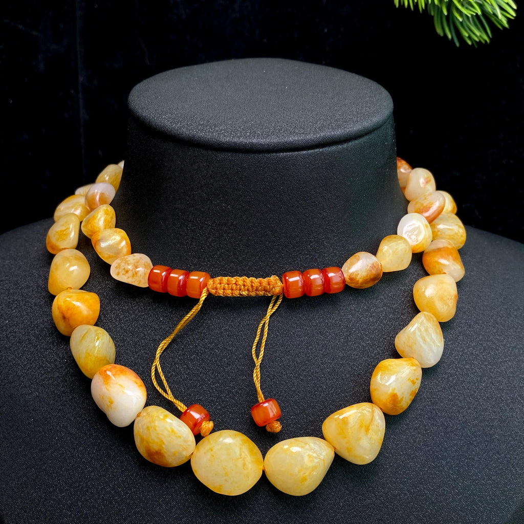 和田玉黄皮籽料项链（93.6g）