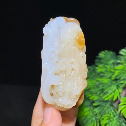 和田糖白玉龙牌挂件（69.6g）