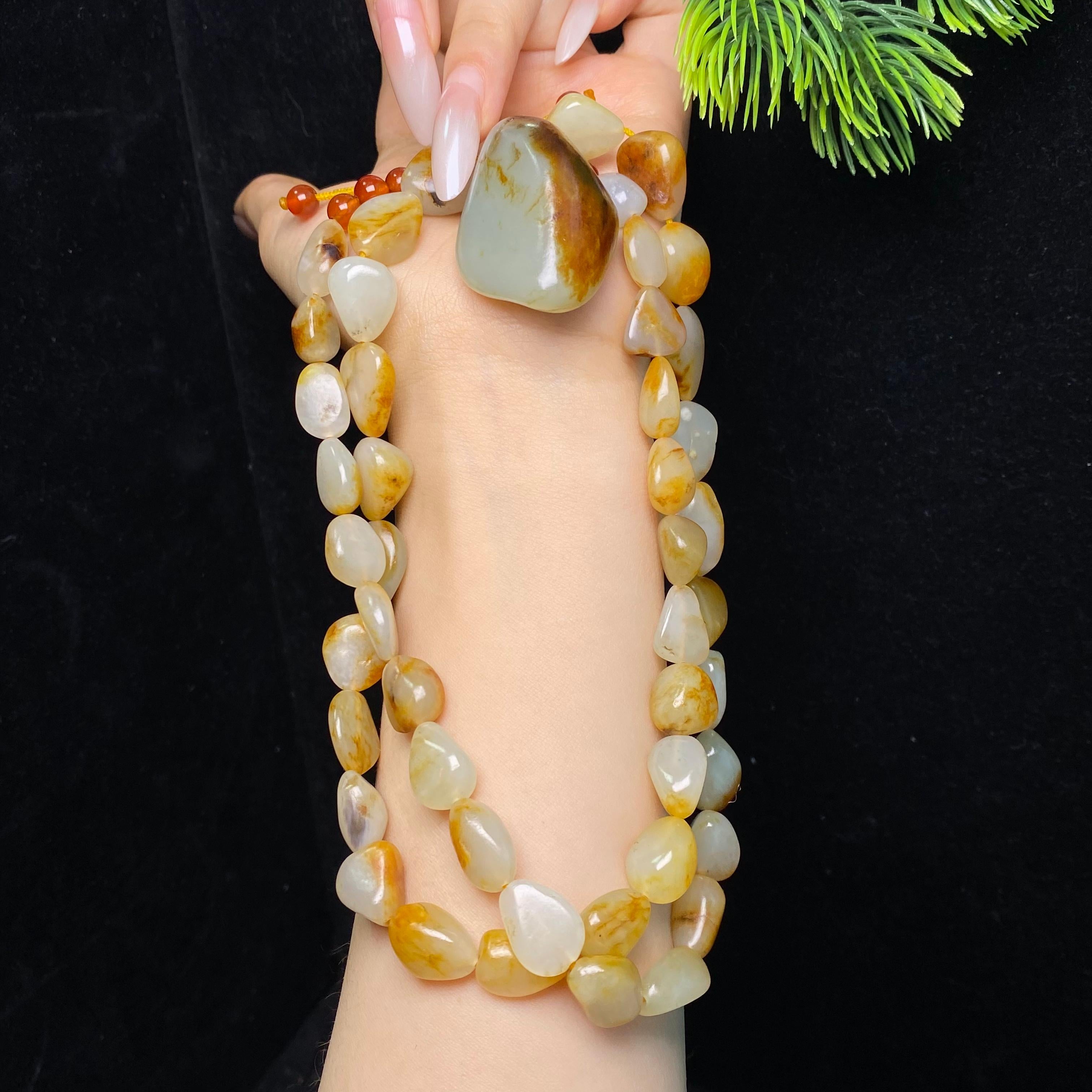 和田玉洒金皮籽料项链（118g）