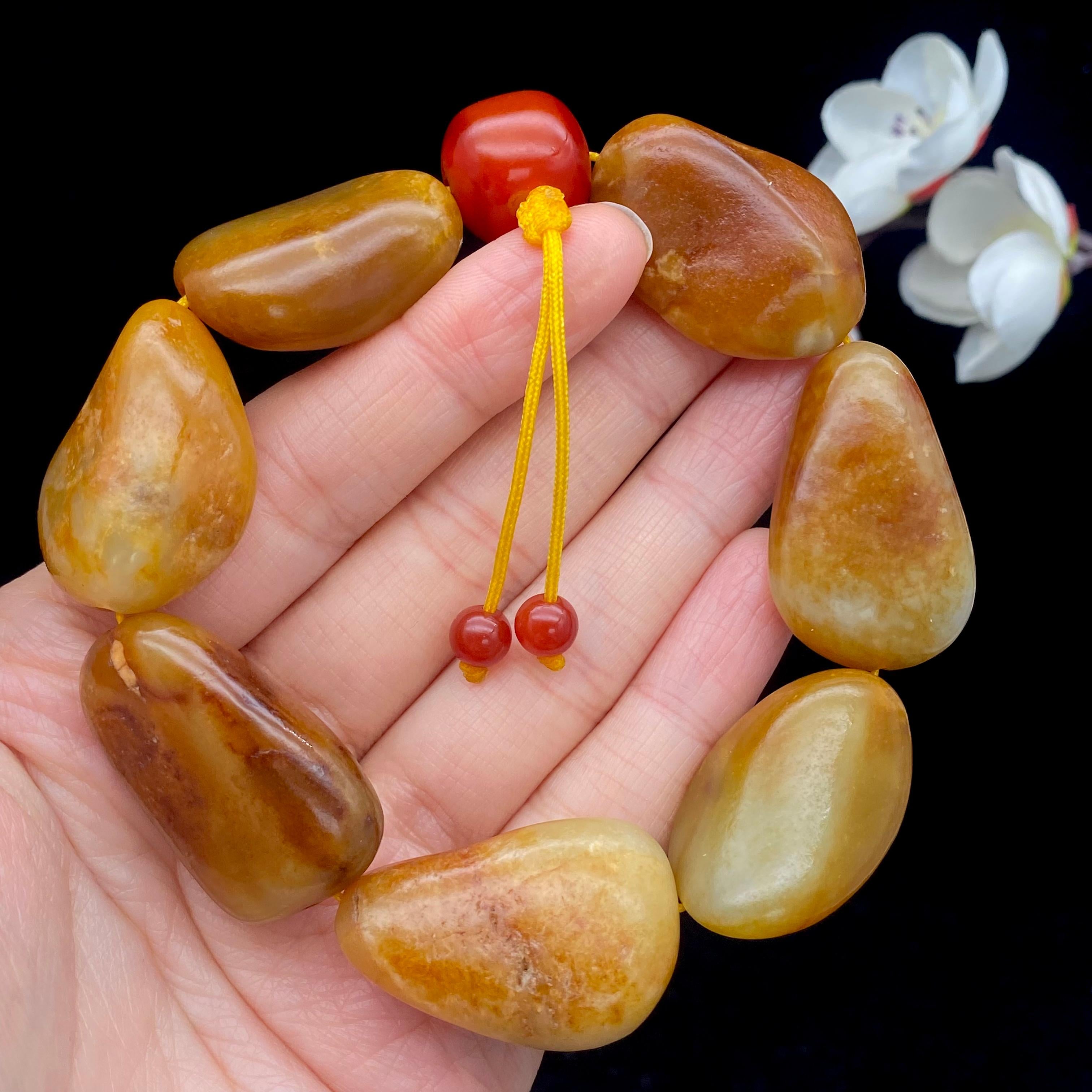 和田玉黄沁皮籽料【精品手串】（86.5g）