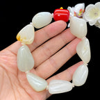 和田玉白玉带黄皮籽料【精品手串】（84.6g）