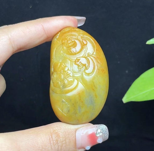 新疆和田玉籽料红沁财神（53.3g）