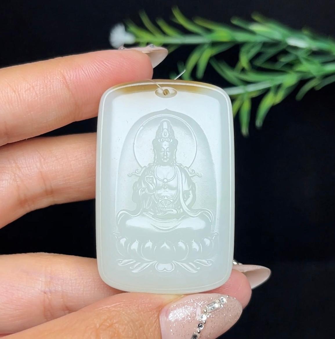 和田玉糖白观音牌（41.1g）