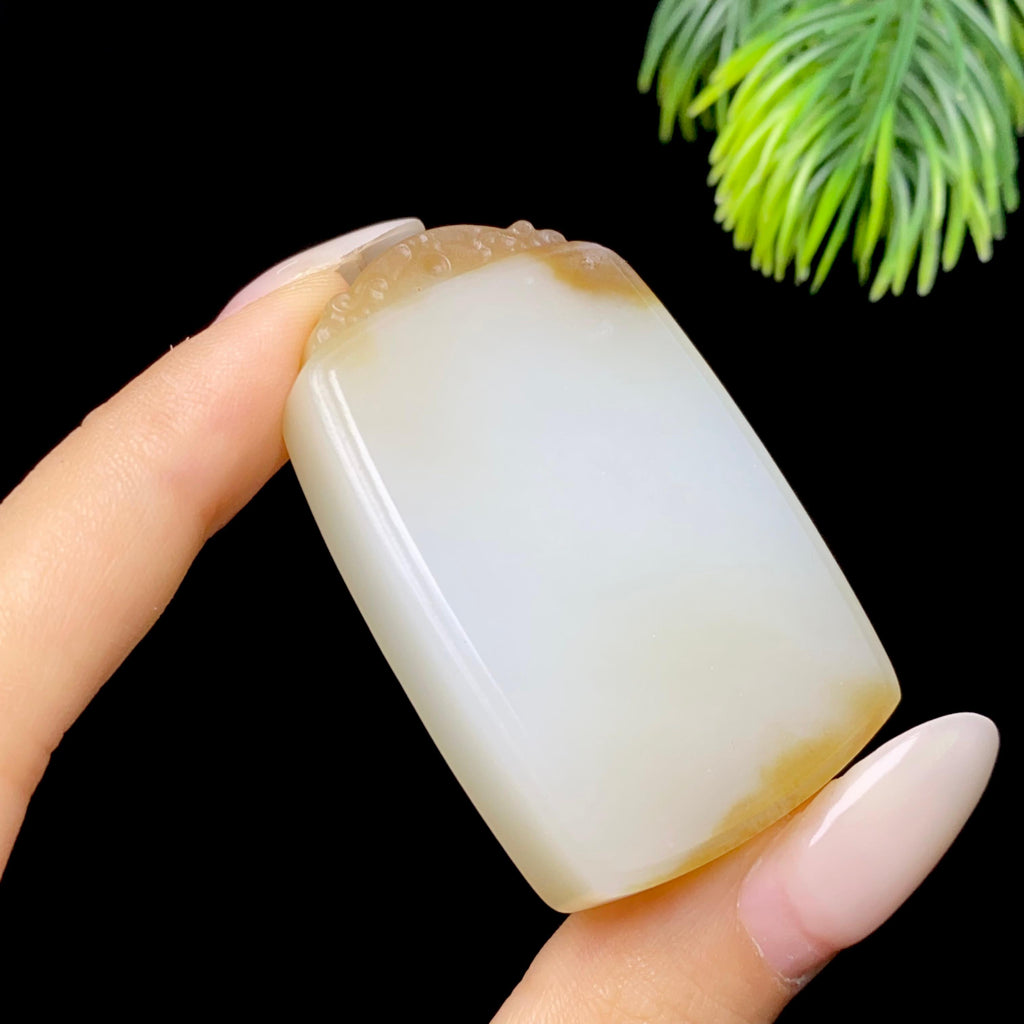 和田玉白玉糖白无事牌（42.3g）