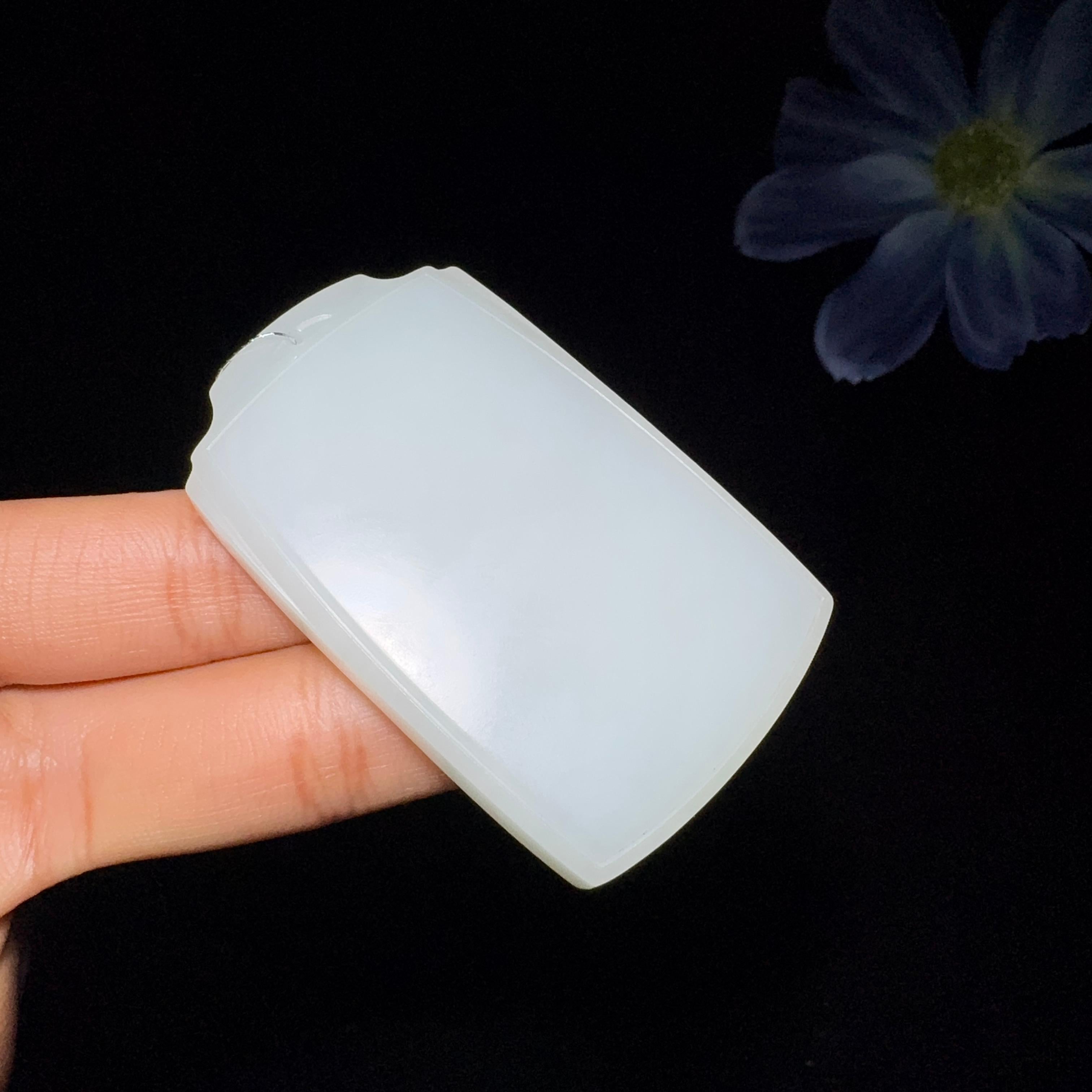秒杀和田玉白玉平安无事牌（68.2g）