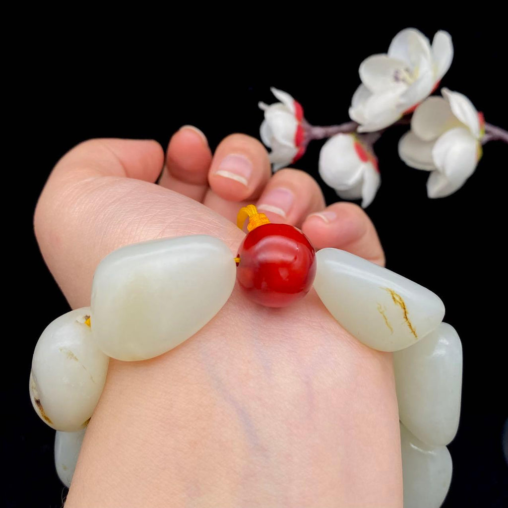 和田玉白玉籽料【精品手串】（114.3g）