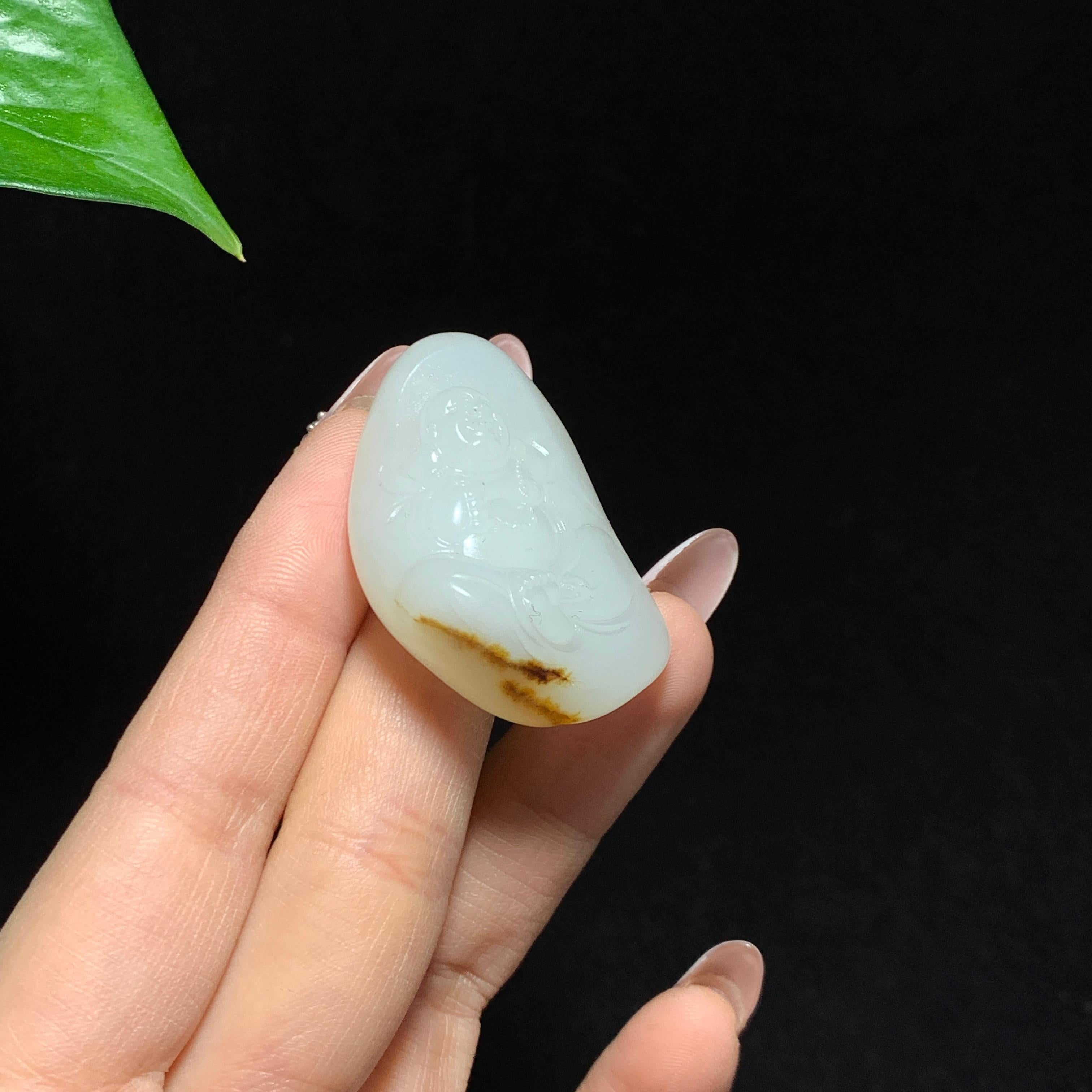 和田籽料秋梨皮白玉弥勒佛挂件（25.0g）