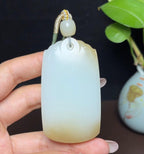 新疆和田玉且末天地糖羊脂玉平安无事牌（80.9g）