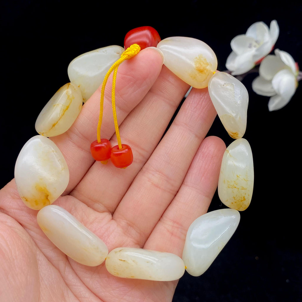 和田玉洒金皮籽料【精品手串】（67.9g）