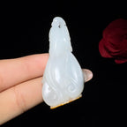 和田玉籽料三色玉兰花挂件（16.5g）