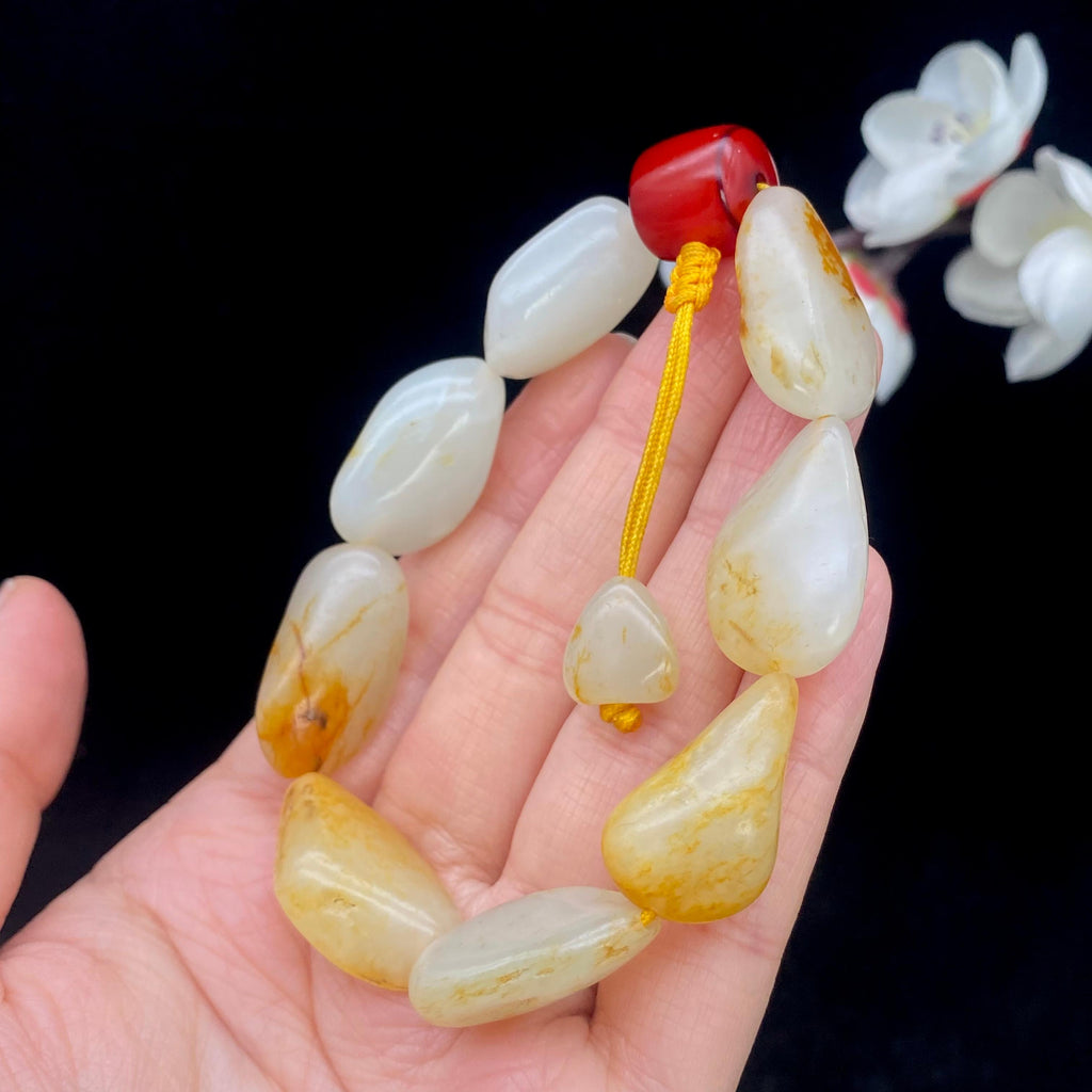 和田玉洒金皮籽料【精品手串】（45.8g）