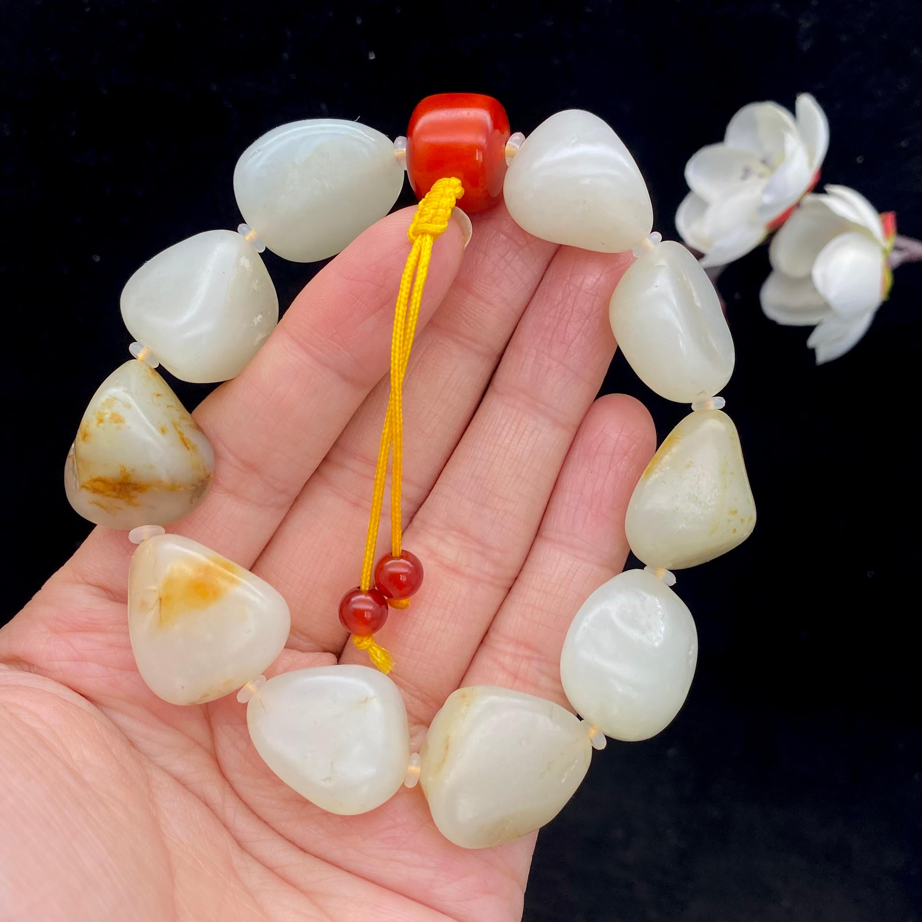 和田玉洒金皮籽料【精品手串】（77.2g）