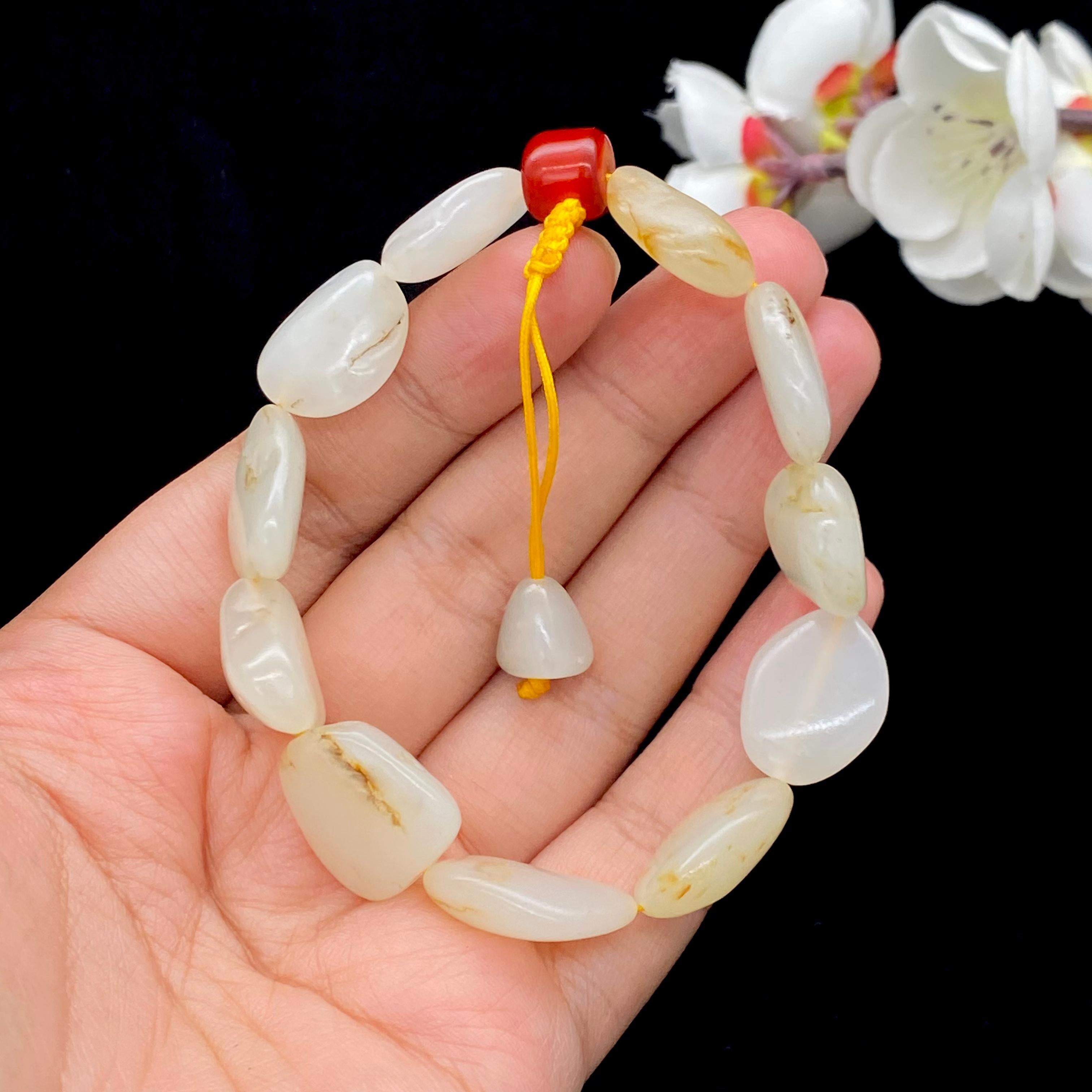 和田玉洒金皮籽料【精品手串】（34.2g）
