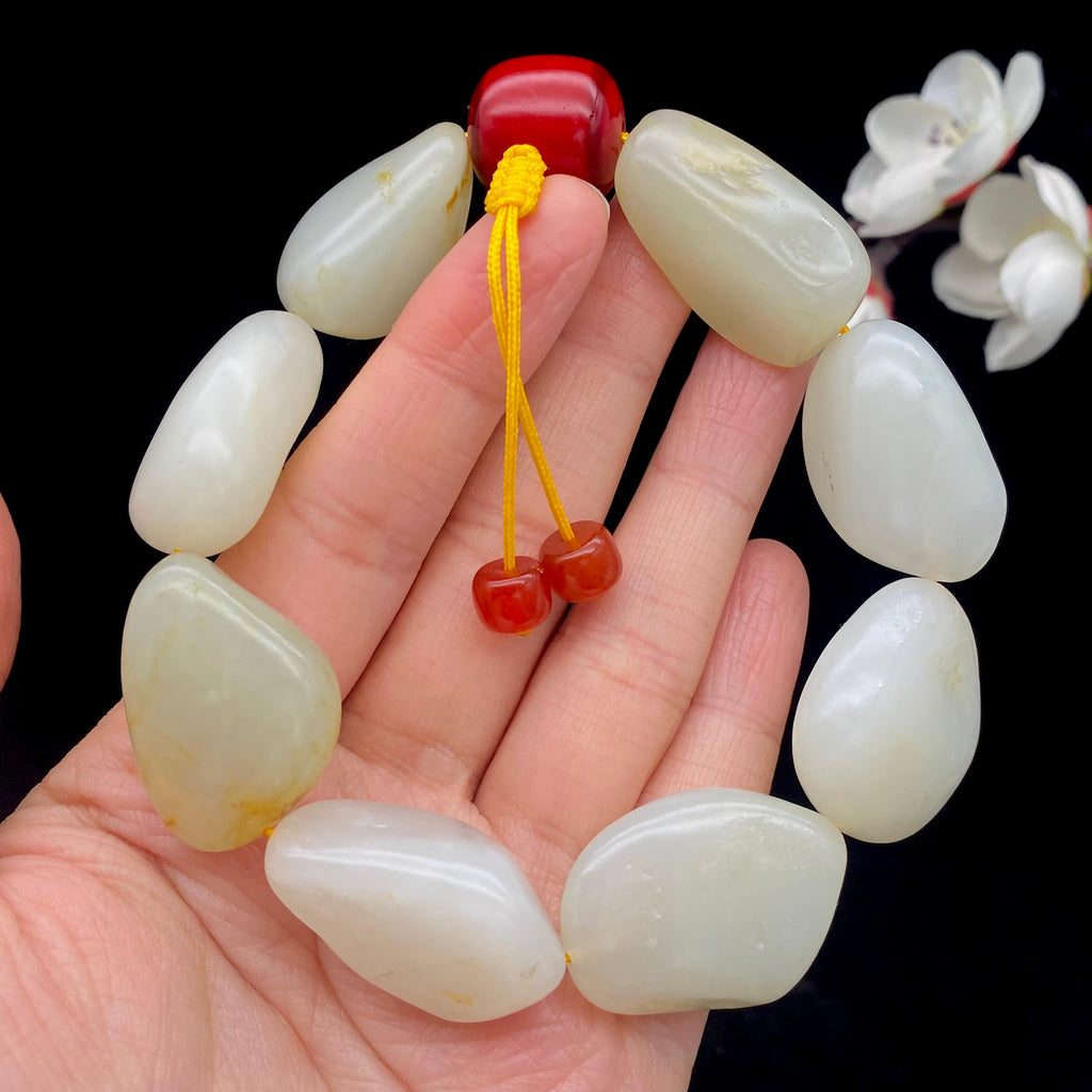 和田玉洒金皮籽料【精品手串】（94.2g）
