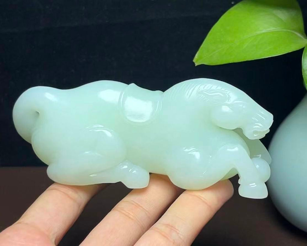 和田羊脂玉生肖马马到成功手把件摆件（247.1g）