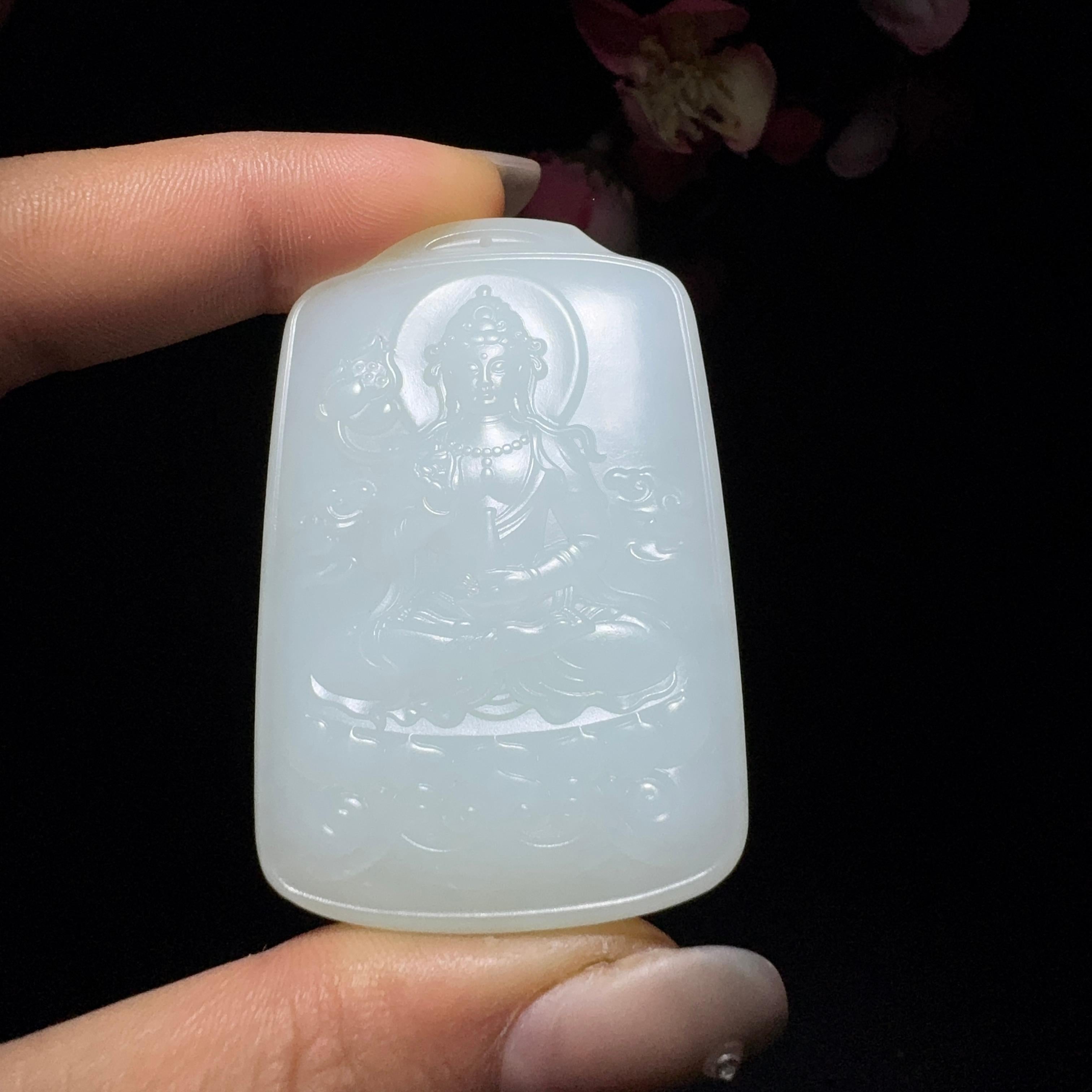 和田玉白玉莲花观音（56.2g）