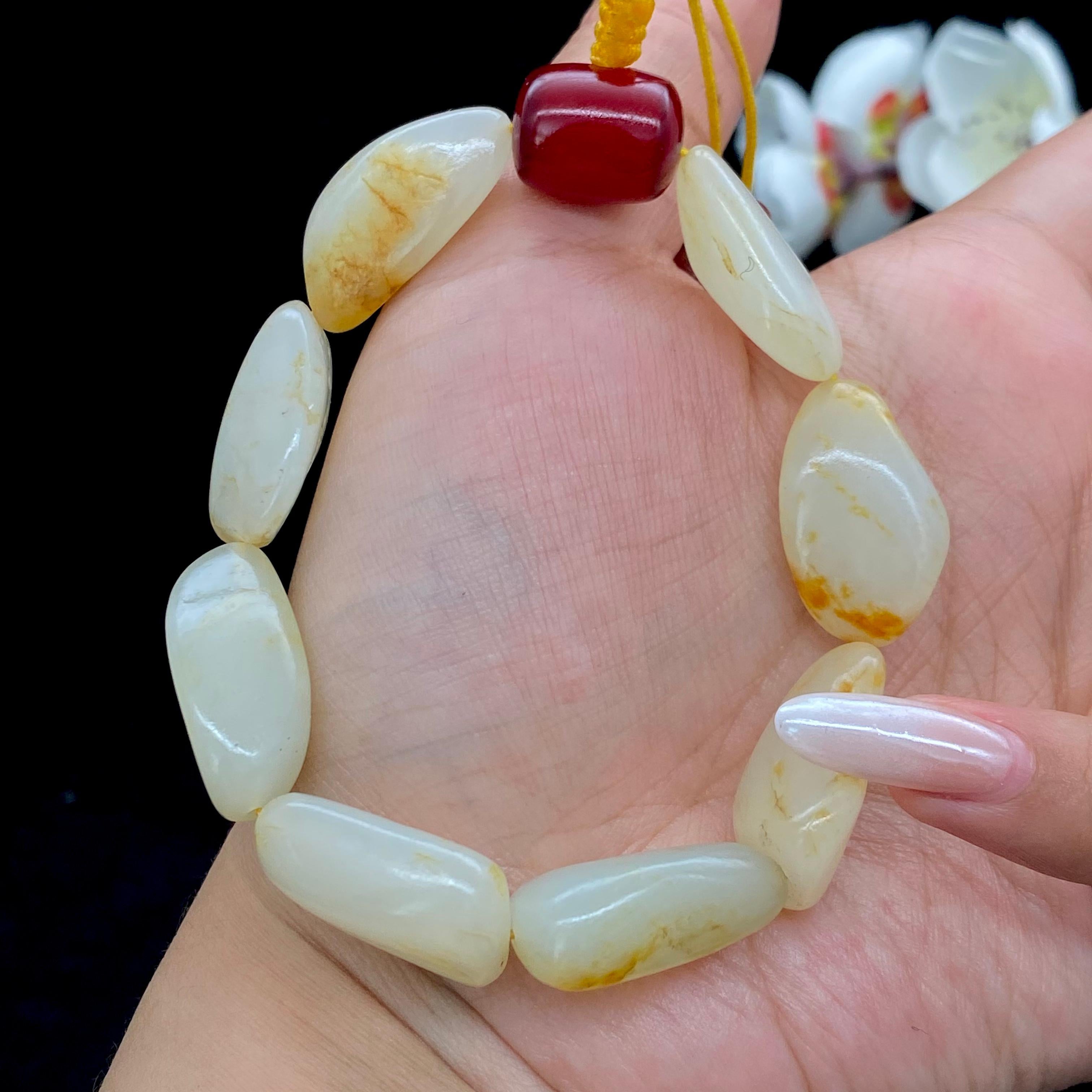 和田玉洒金皮籽料【精品手串】（42.3g）