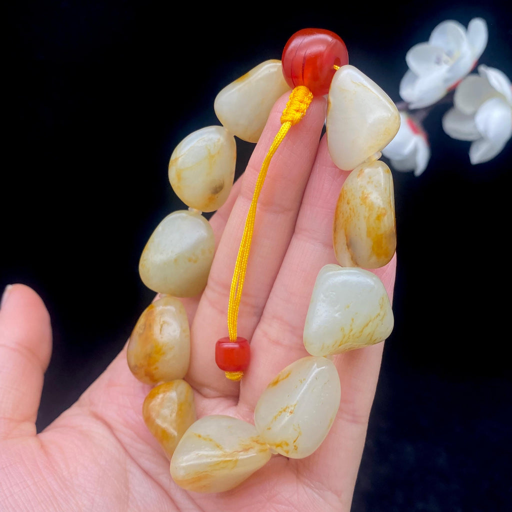 和田玉洒金皮籽料【精品手串】（62.3g）