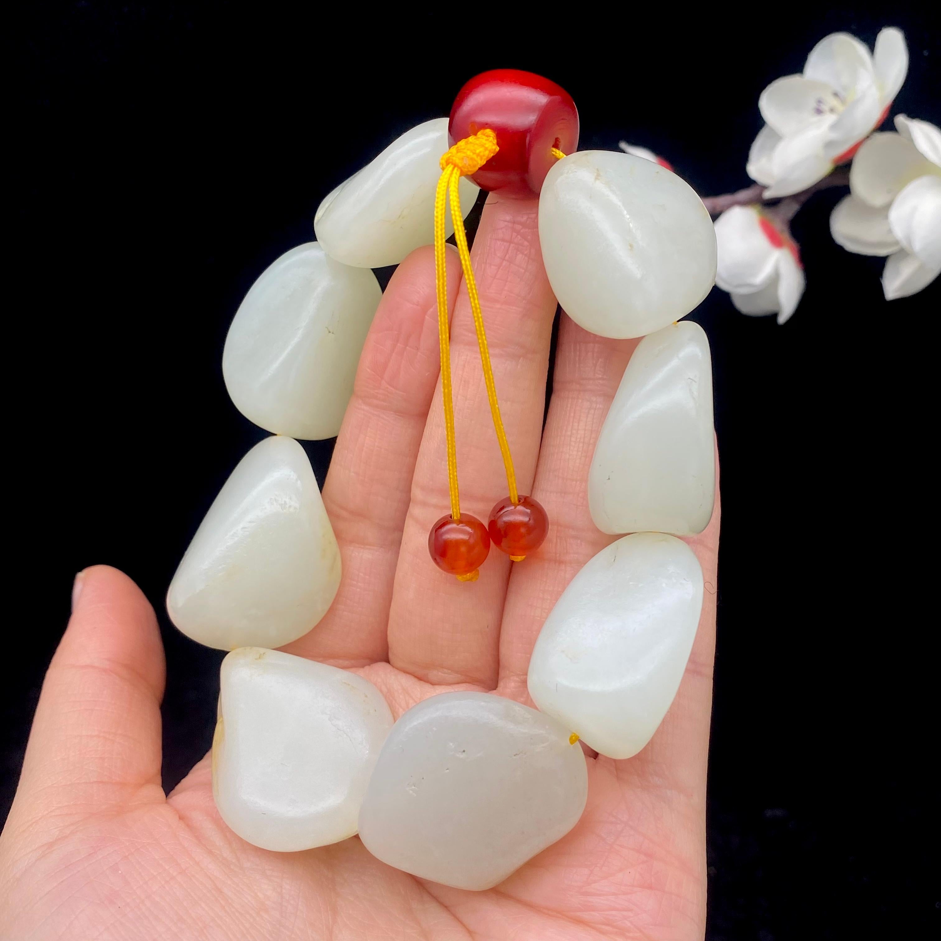 和田玉白玉籽料【精品手串】（128.6g）