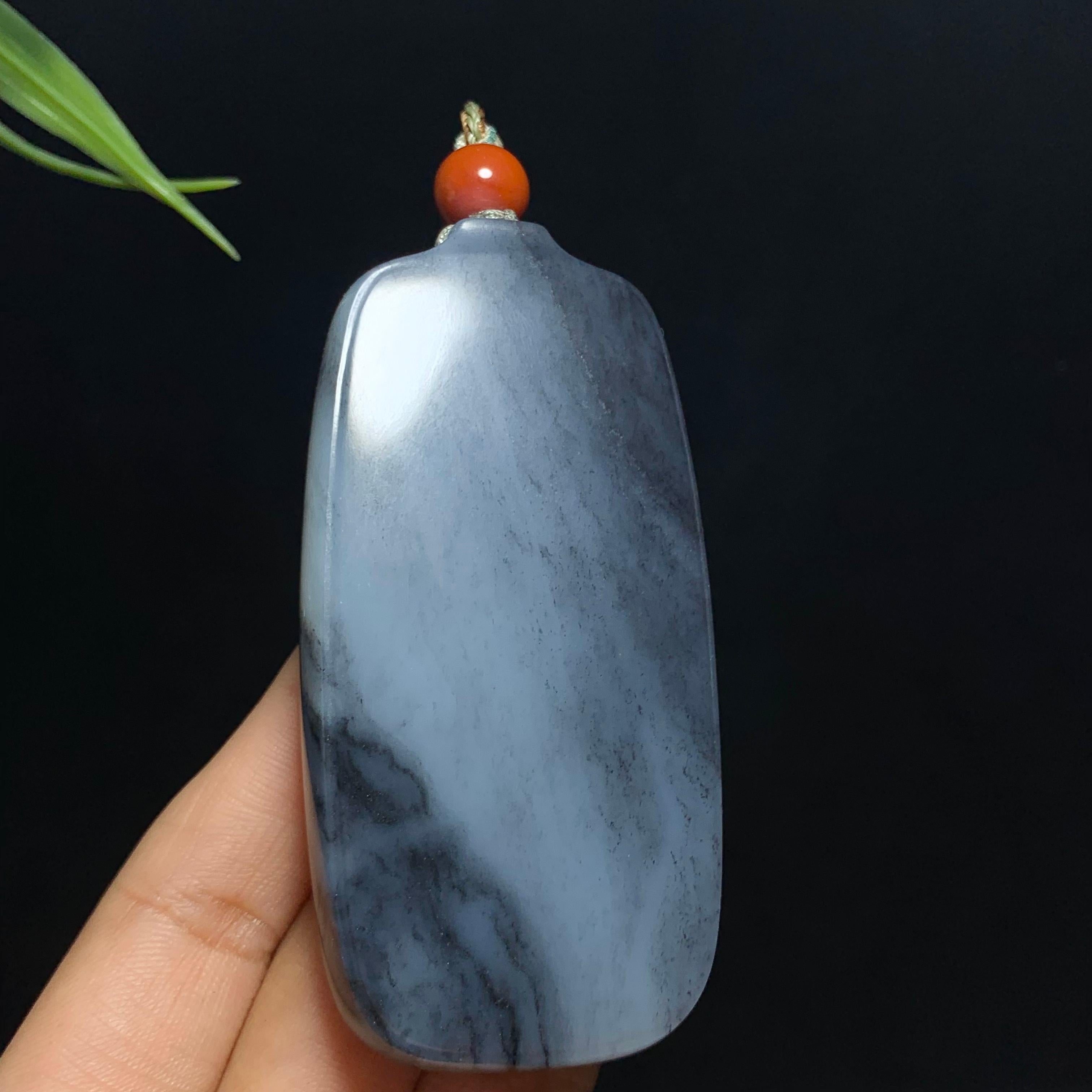 和田玉籽料青花无事牌（90.0g）