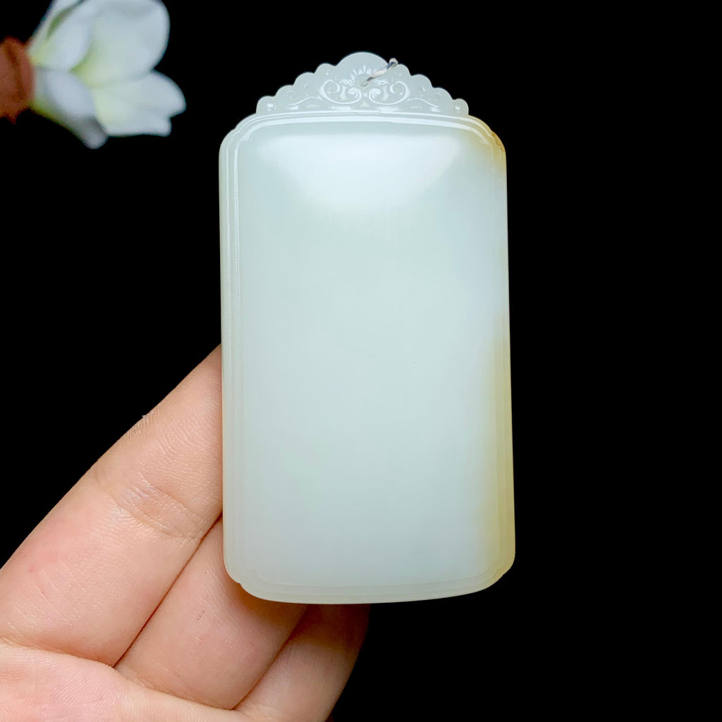 和田羊脂糖白玉无事牌（77.3g）