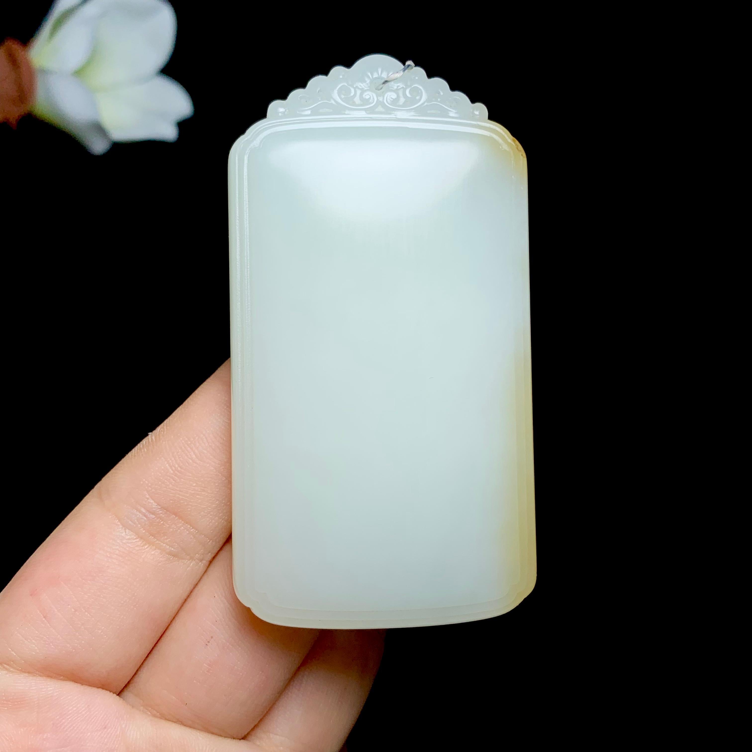 和田羊脂糖白玉无事牌（77.3g）