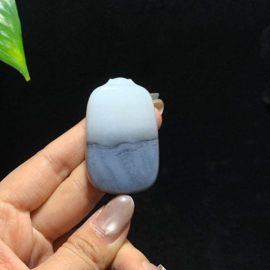 和田玉青花无事牌挂件（42.2g）