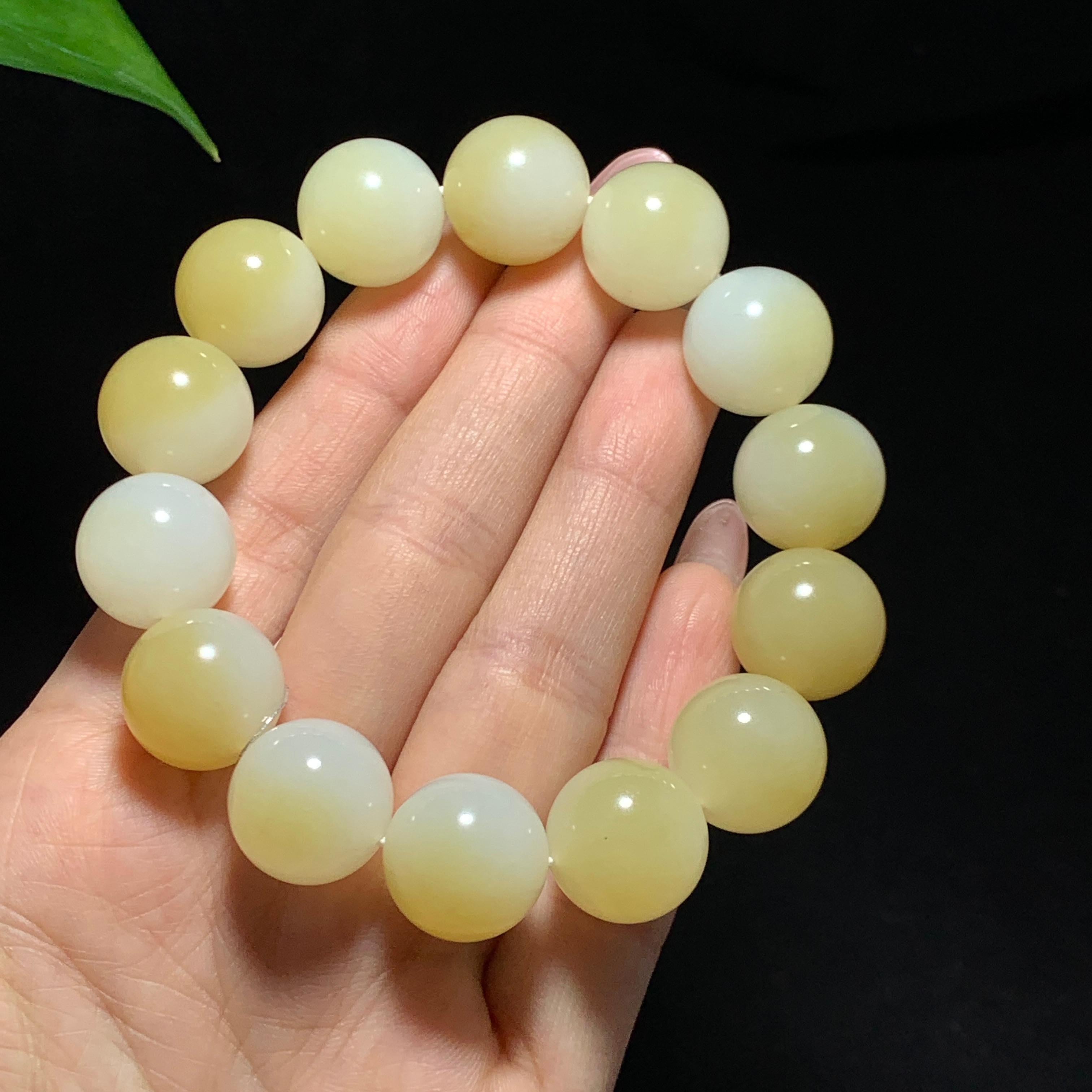 和田山料糖白玉聚宝盆手串（88.5g）