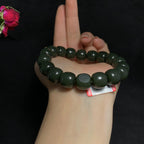 收藏级和田玉籽料沙枣青老型珠手串（67.6g）