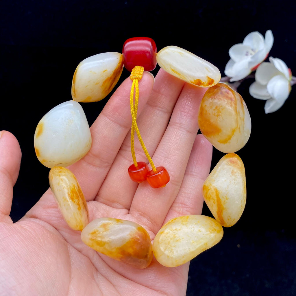 和田玉洒金皮籽料【精品手串】（95.1g）