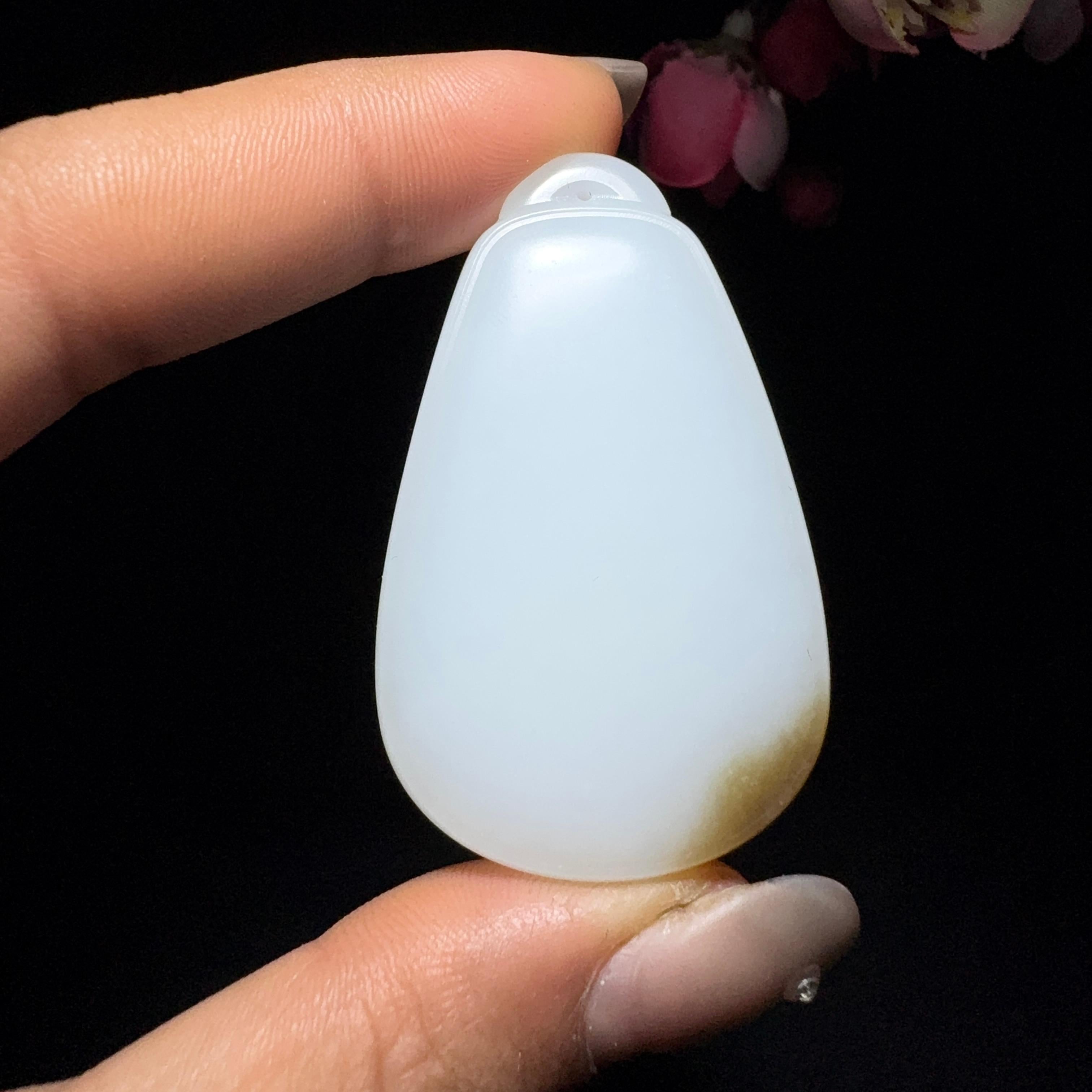 和田玉糖白平安无事牌（31.6g）