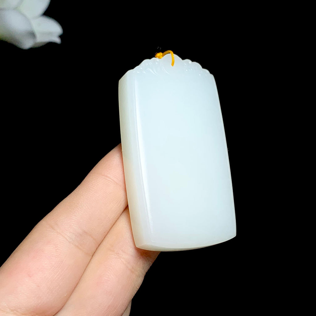 和田羊脂白玉无事牌（58.5g）