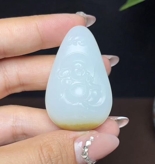 和田玉糖白羊脂玉佛公（29.6g）