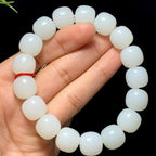 高品质和田羊脂白玉老型珠手串（59.4g）