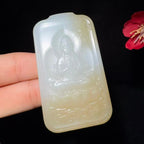 和田玉糖白观音佛挂件对牌（52.1g）