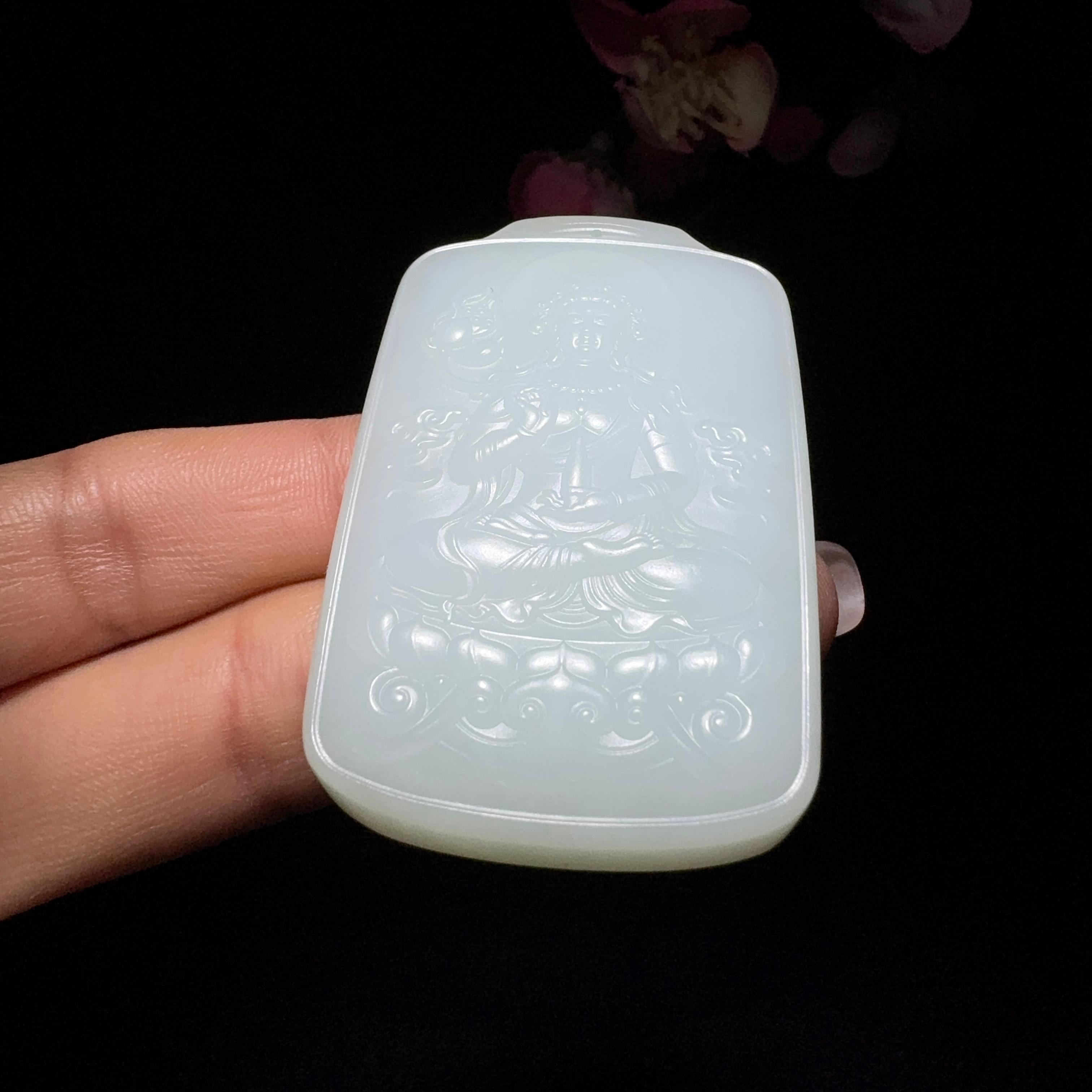 和田玉白玉莲花观音（56.2g）