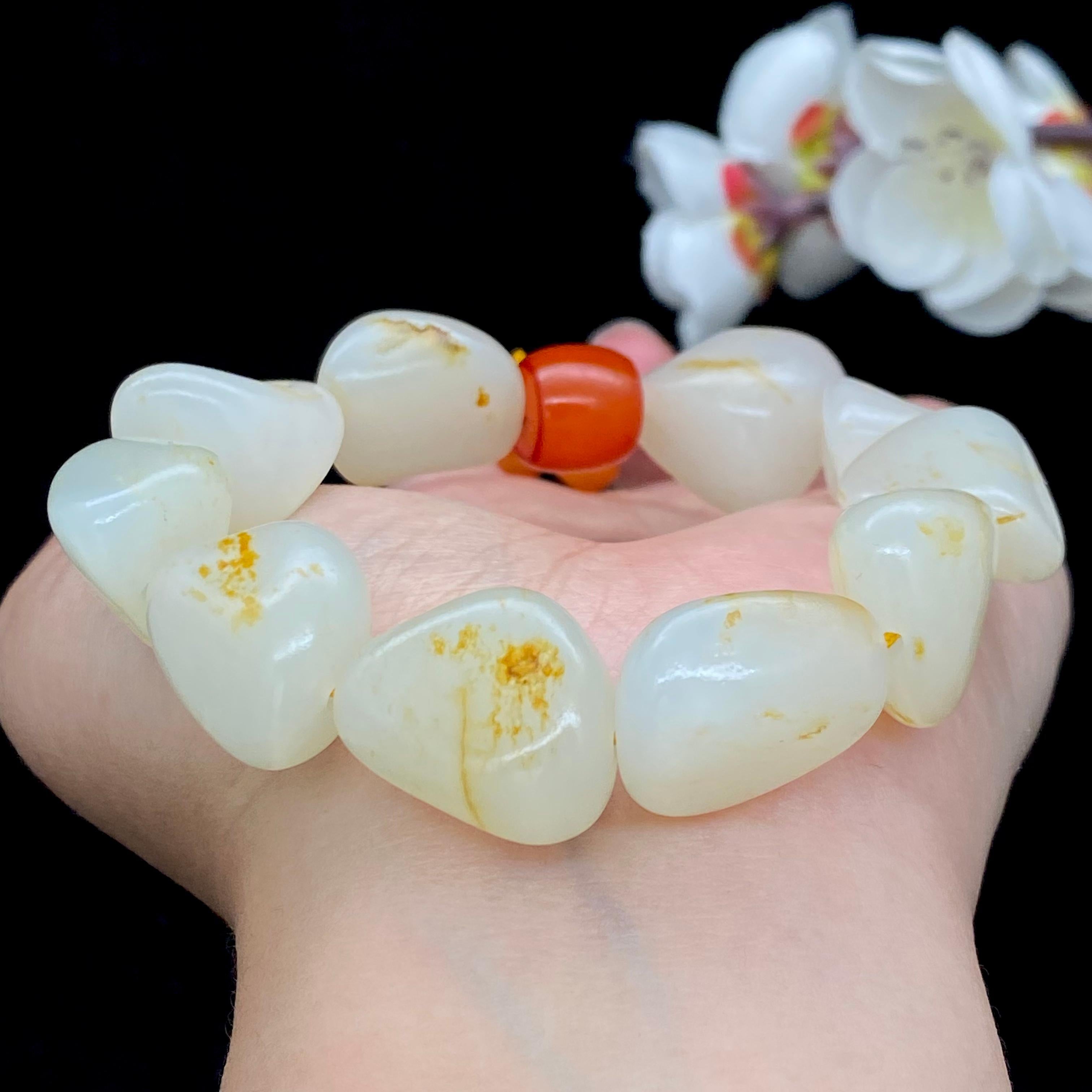 和田玉洒金皮籽料【精品手串】（64.3g）