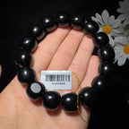 和田玉籽料黑青老型珠手串（75.9g）