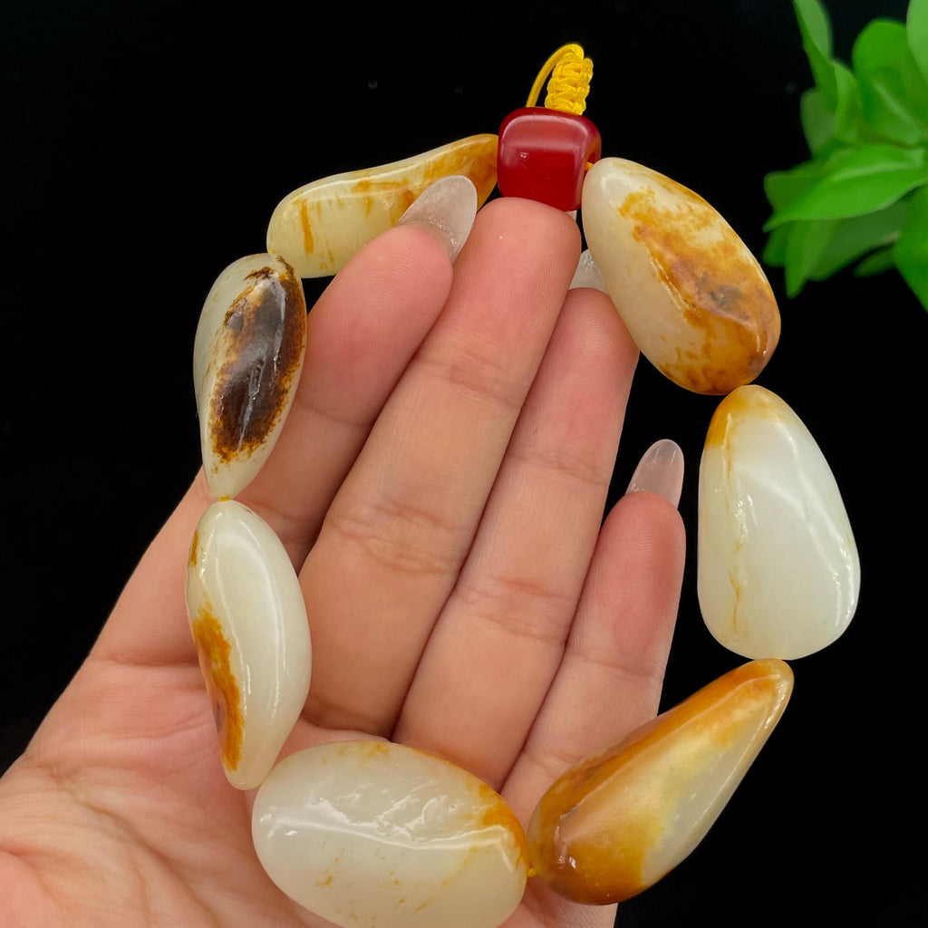 和田玉聚黄皮籽料【精品手串】（77.2g）