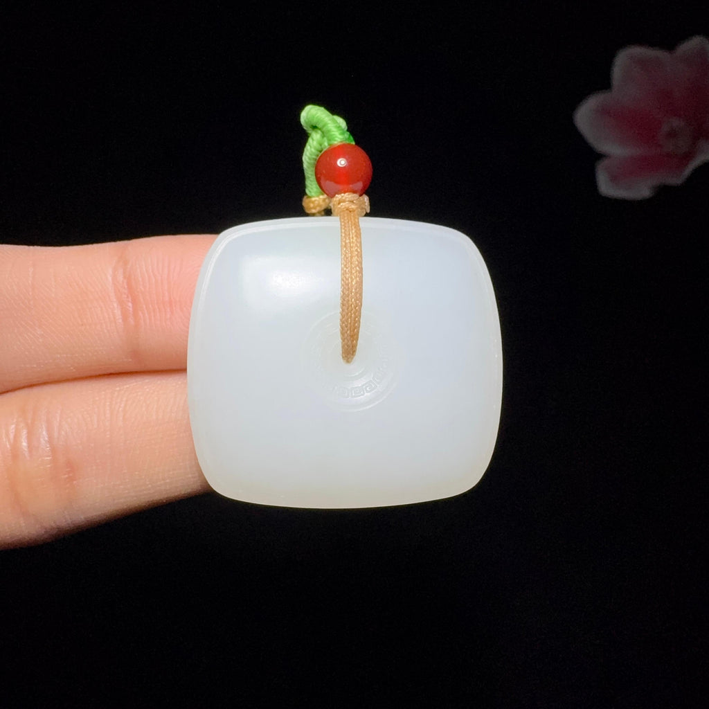和田玉白玉方形平安扣（21.1g）