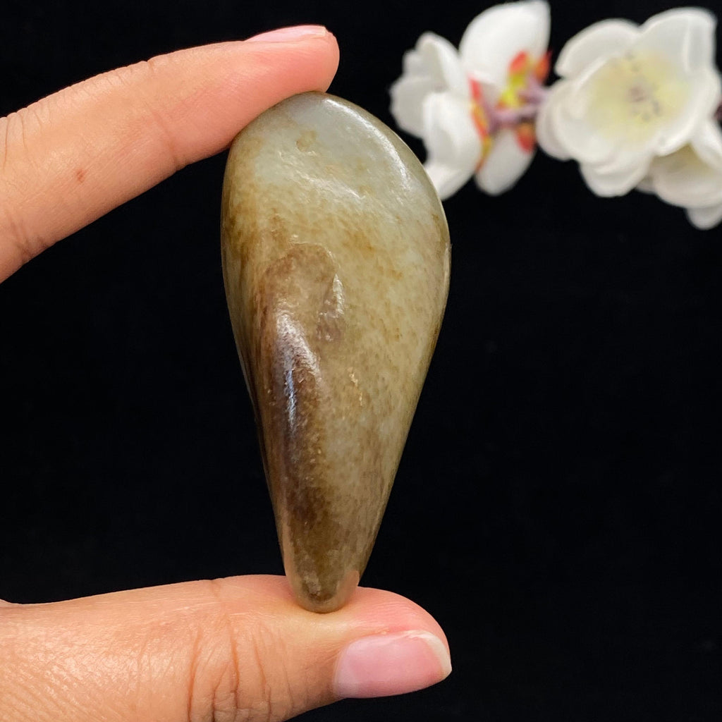和田玉秋梨皮籽料手把件（80g）