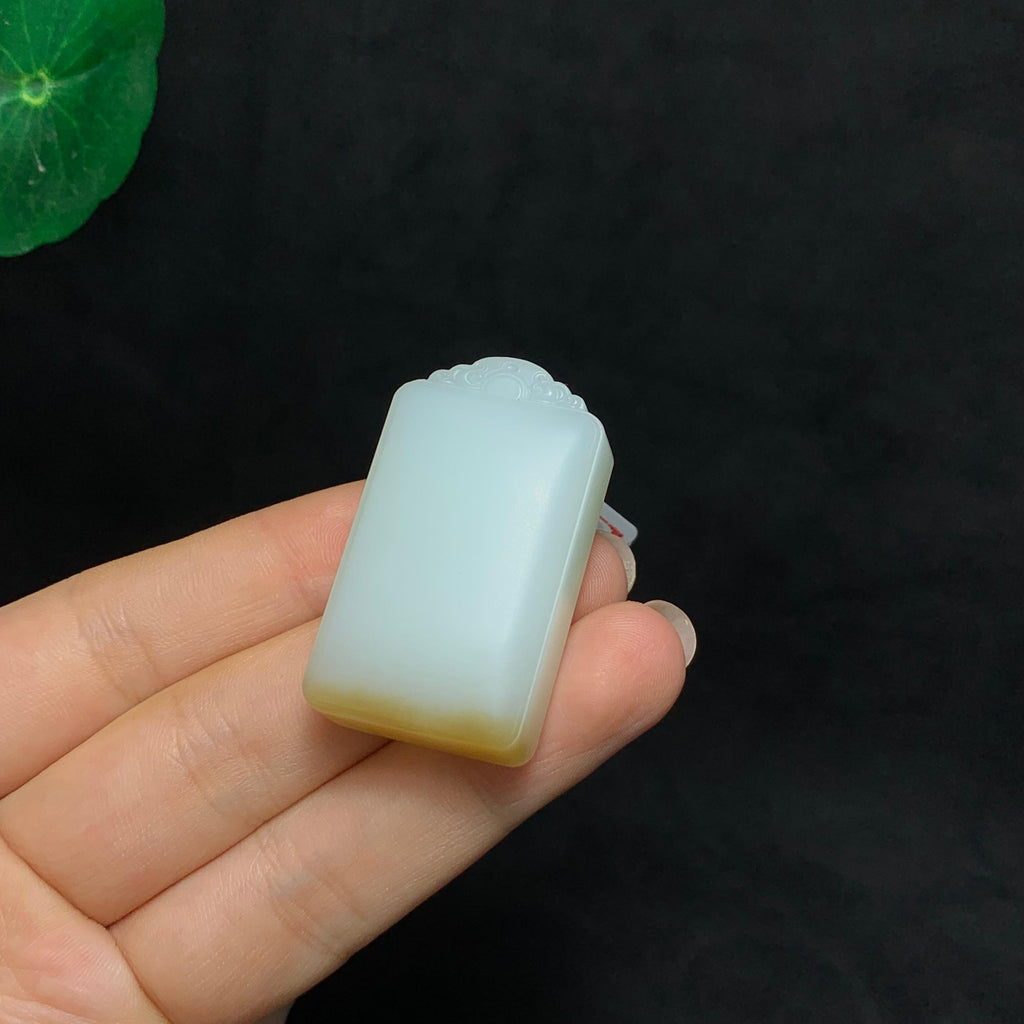 和田羊脂糖白玉无事牌（32.5g）