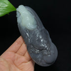 收藏传承级和田籽料青花御龙关公手把件（300.0g）