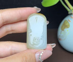 精品新疆和田玉且末糖羊脂玉平安无事牌（20.7g）
