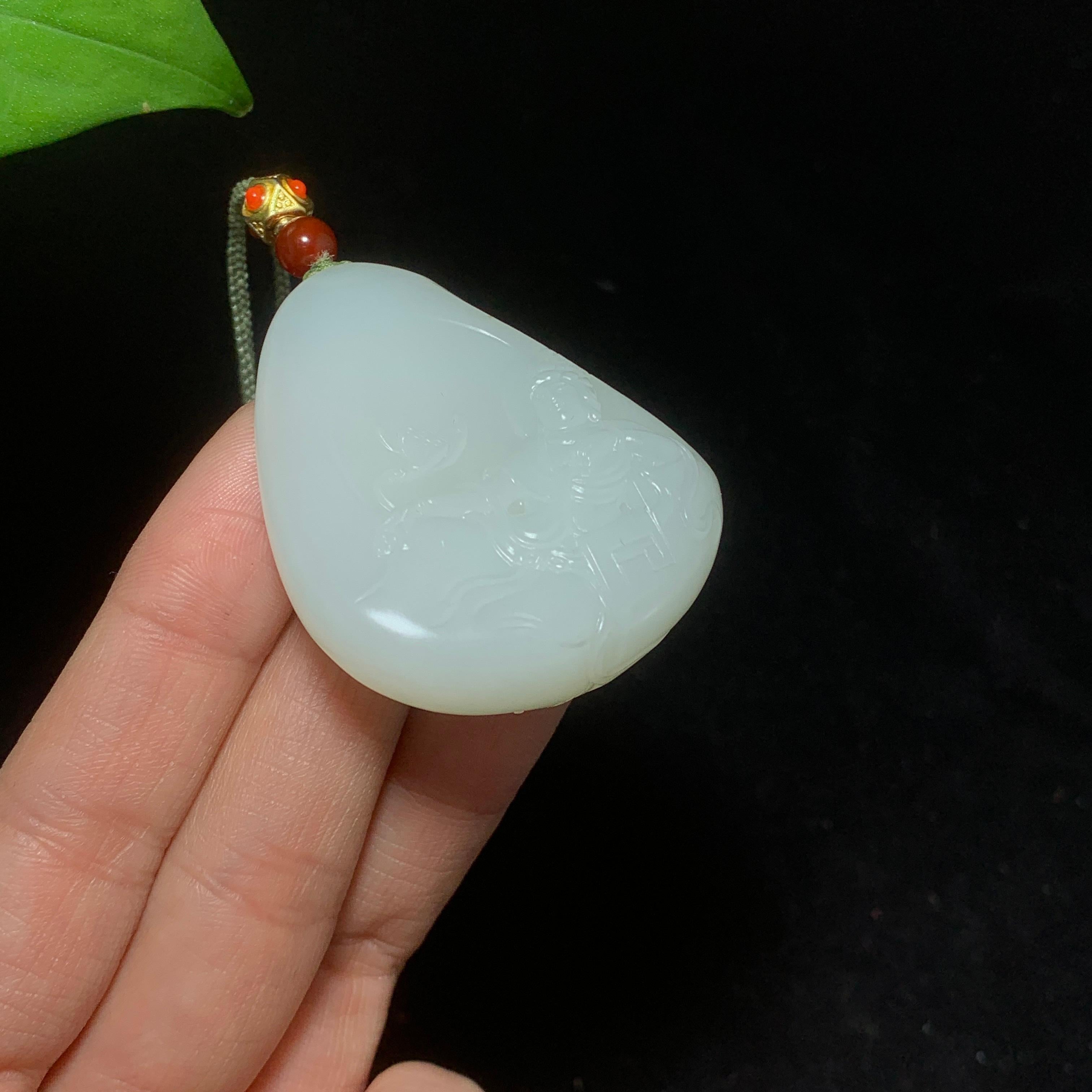 和田籽料洒金皮白玉睡莲观音（48.0g）