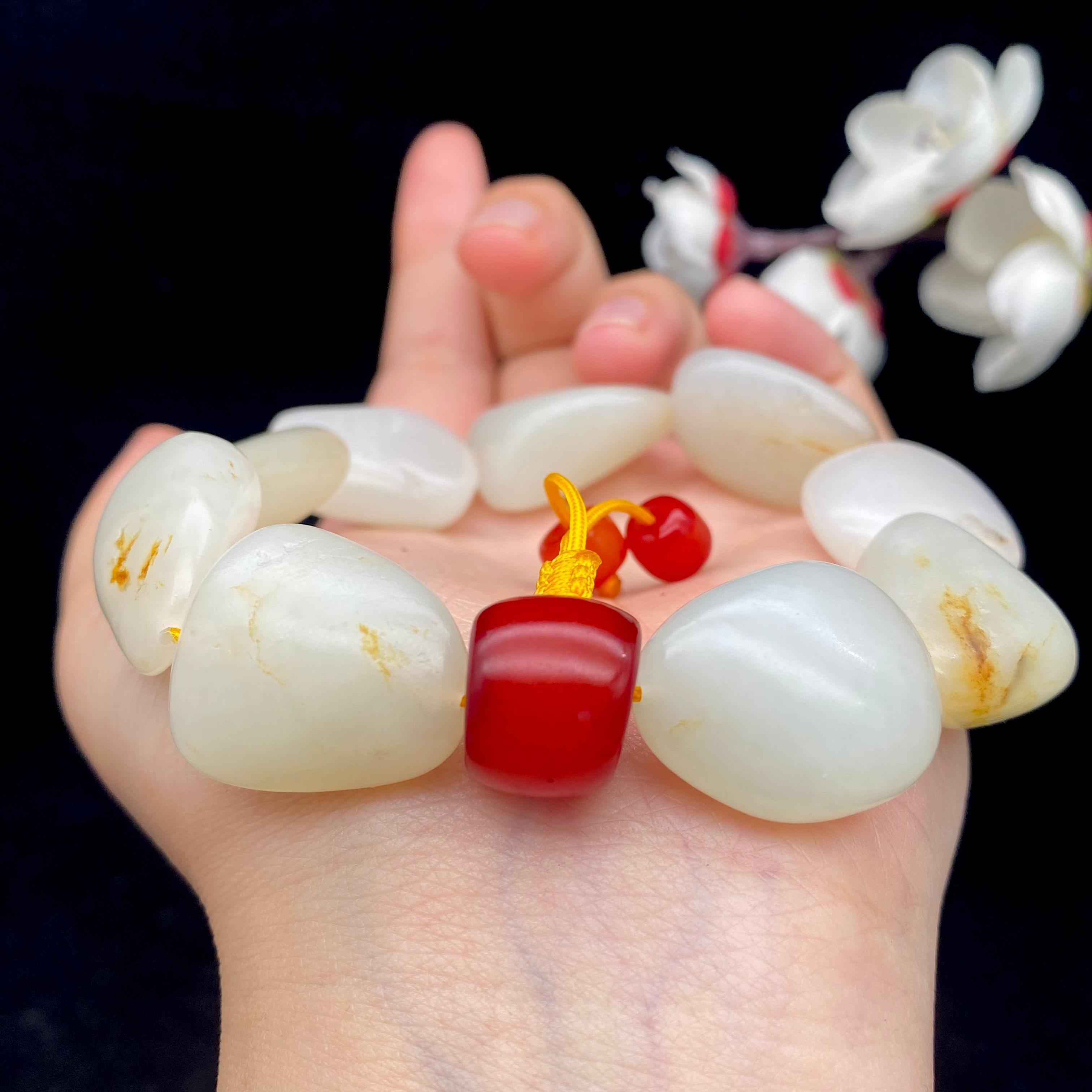 和田玉洒金皮籽料【精品手串】（76.3g）